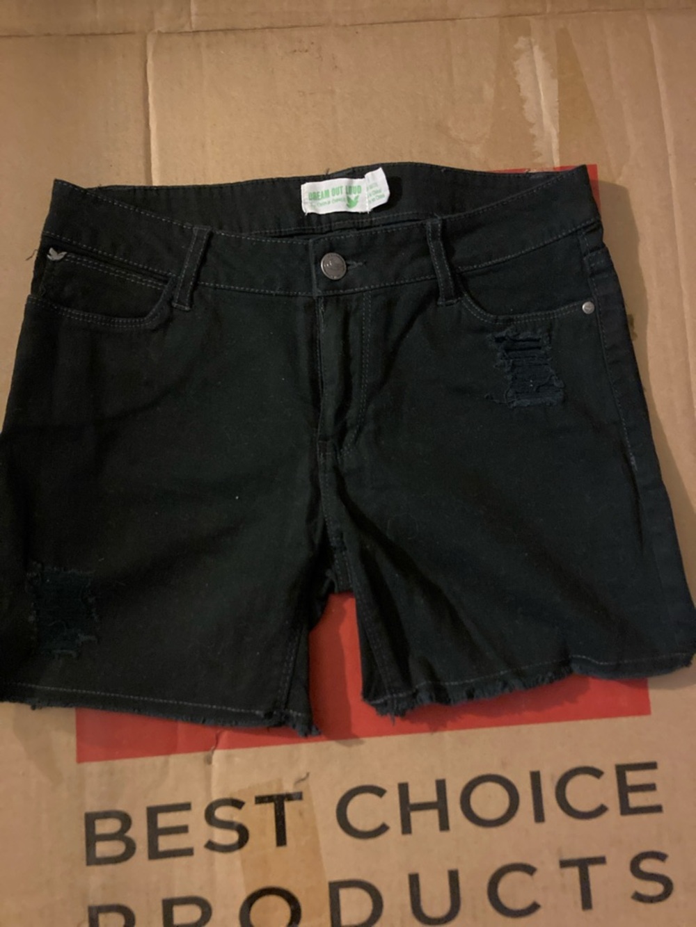 Black Distressed Denim Jean Shorts dream out loud by Selena Gomez size 1juniors